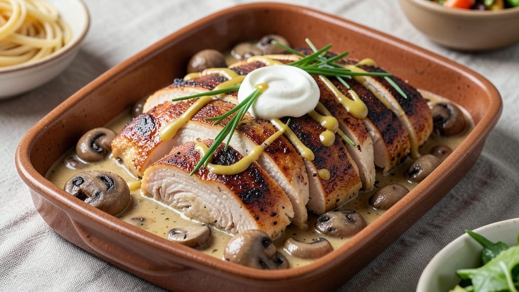 Baked Chicken Stroganoff Recipe: Creamy Mushroom Sauce With Crispy Top