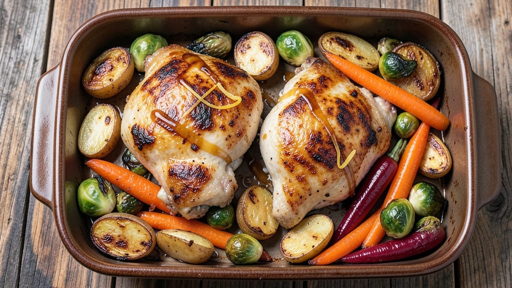 Baked Chicken Thighs and Veggies Recipe: Honey-Glazed Caramelization With Tender Meat
