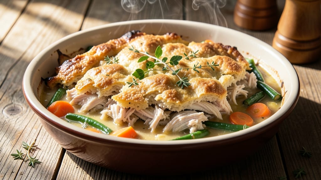 Baked Chicken Pot Pie Cobbler Recipe: Flaky Top and Creamy Filling Fusion