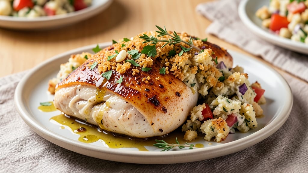 Baked Chicken Breast With Stove Top Stuffing Recipe: One-Pan Dinner With Herby Bread Crumbs