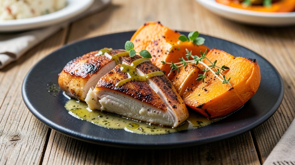 Baked Chicken Breast and Acorn Squash Recipe: Sweet-Savory Roast With Caramelized Edges