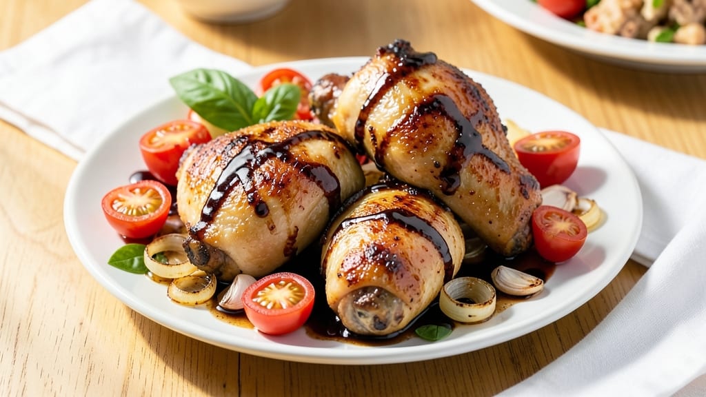 Balsamic Chicken Thighs With Burst Tomatoes Recipe: Sweet-Tangy Sauce That Caramelizes to Richness