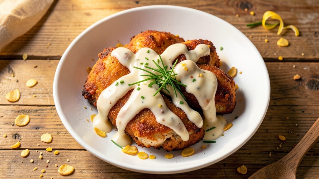 Alabama White BBQ Chicken Recipe: Crispy Cornflake Crust With Tangy Creamy Drizzle