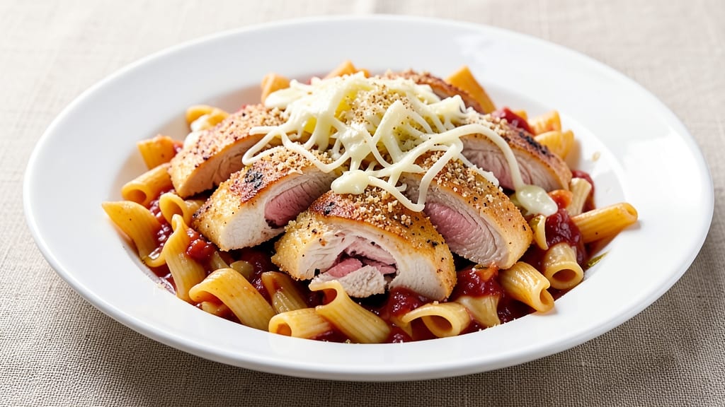 Baked Chicken Rigatoni Recipe: Cheesy Pasta Bake With Juicy Chicken and Crispy Top