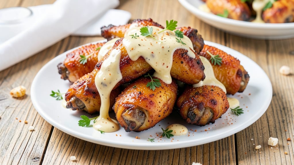 Baked Chicken Wings Recipe with Cream of Chicken: Triple-Dredged Crunch and Creamy Drizzle
