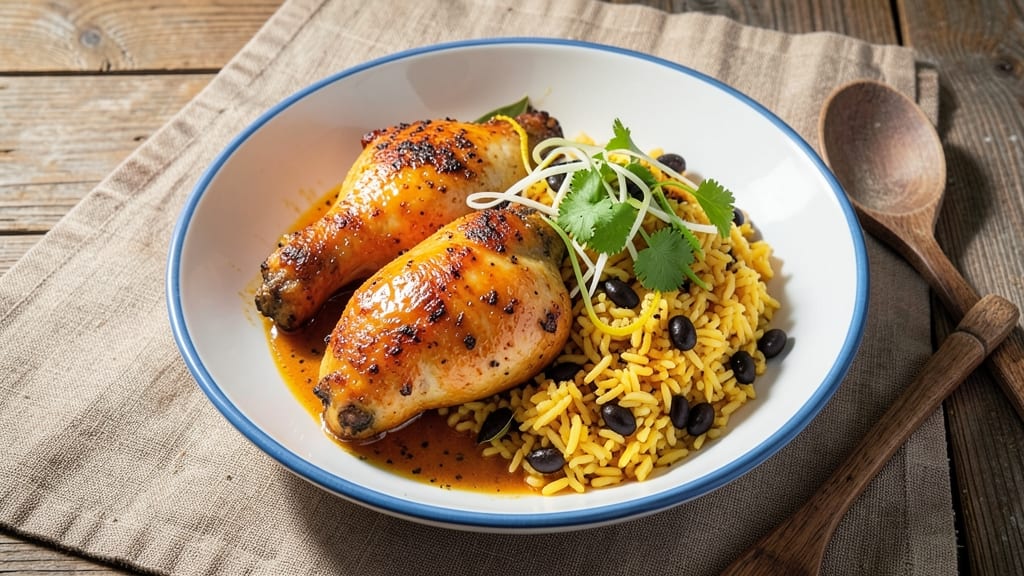 Authentic Cuban Chicken and Yellow Rice Recipe: Moist Shredded Chicken Over Cilantro-Lime Rice