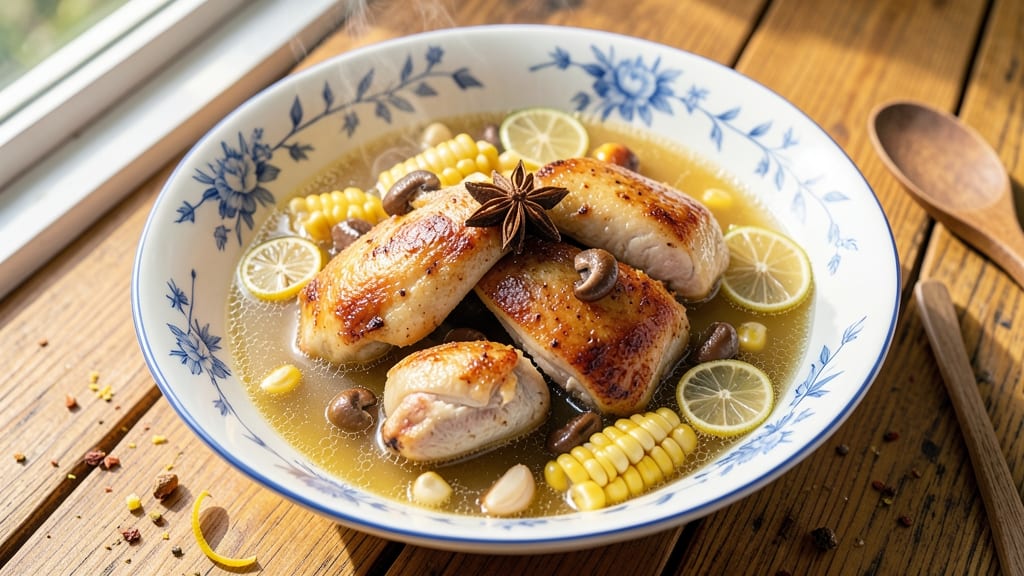 Authentic Chinese Chicken and Corn Soup Recipe: Fragrant Star Anise and Ginger Harmony
