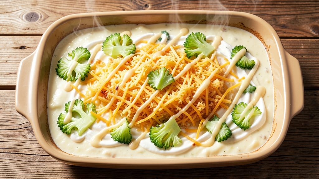 Campbell's Cream of Chicken Casserole Recipe: Cheesy Celery Crown Crunch Over Vanilla Cream Cheese