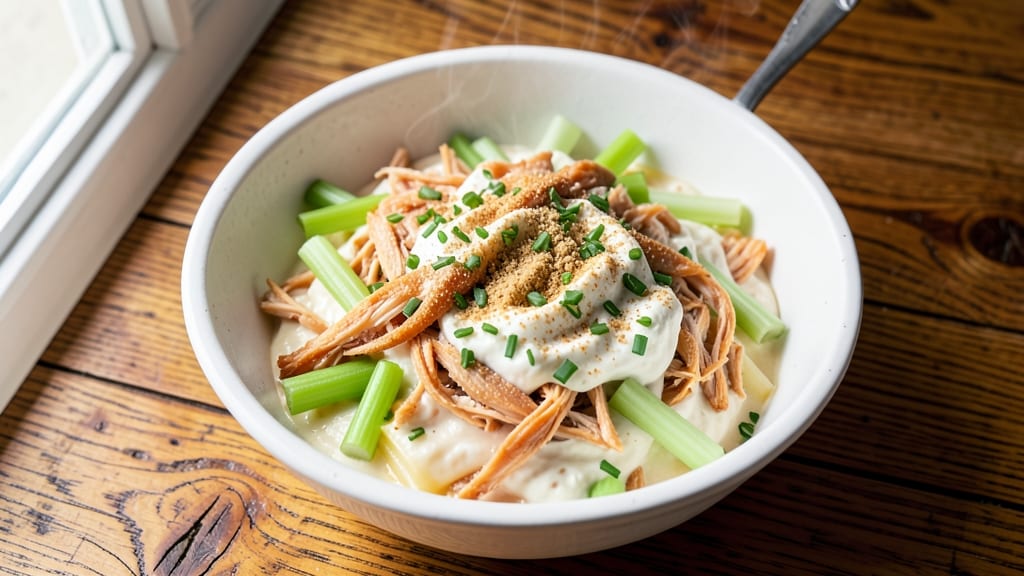 Canned Chicken Wing Dip Recipe: Crunchy Celery Crown Over Ultra-Smooth Ranch Bliss
