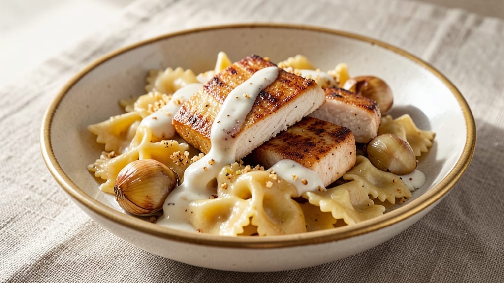 Cheesecake Factory Farfalle with Chicken and Roasted Garlic Copycat Recipe: One-Pan Garlic-Infused Pasta Masterpiece