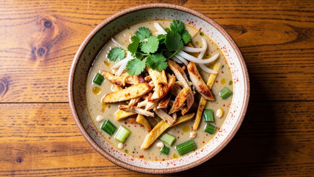 Chuy's Chicken Tortilla Soup Copycat Recipe: Crispy Celery Crown Over Creamy Spiced Base