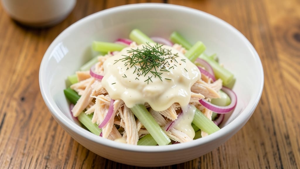 Copycat Arby's Chicken Salad Recipe: Crunchy Celery Crown Over Vanilla Cream Cheese Bliss