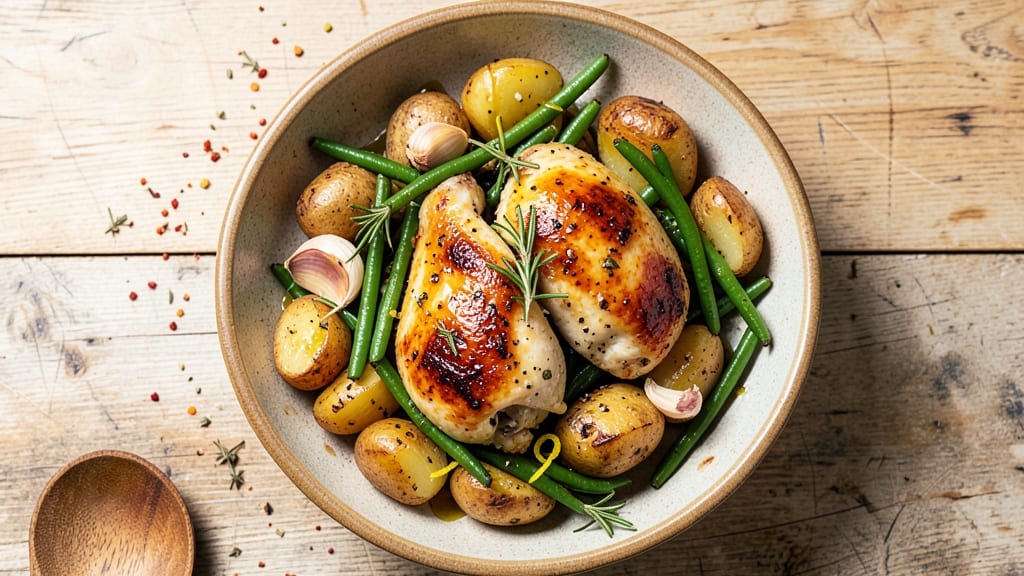 Baked Chicken With Potatoes and Green Beans Recipe: One-Pan Roast for Hands-Off Harmony