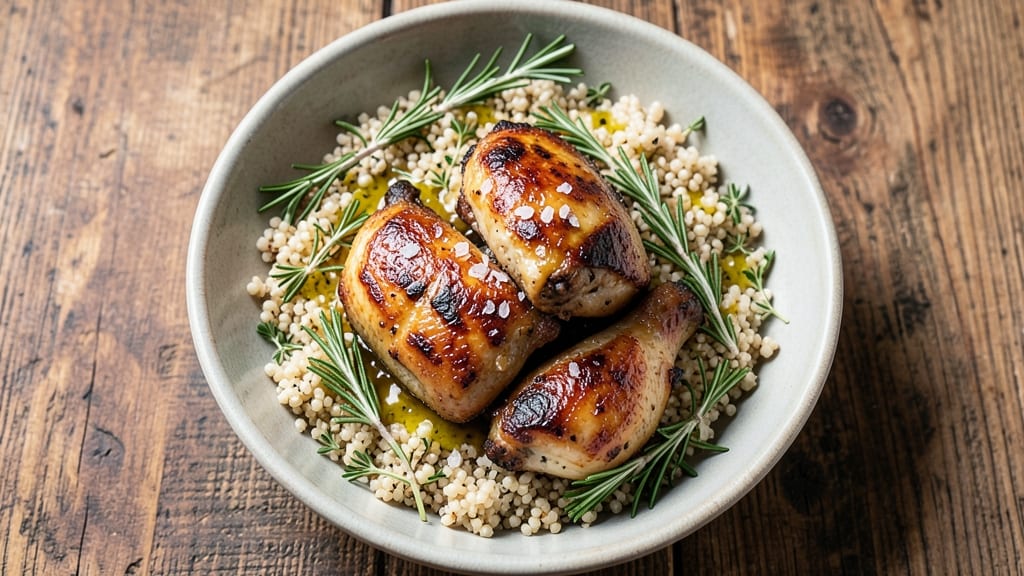 Baked Chicken Thighs and Quinoa Recipe: Savory Herb-Roasted Crunch With Fluffy Grains