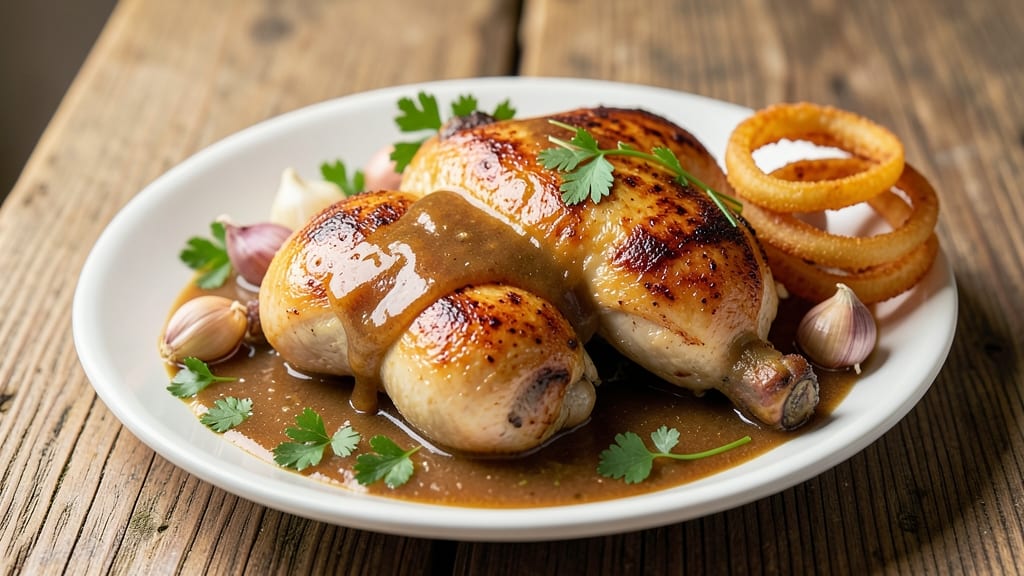 German Chicken Recipe: Beer-Braised Crispy Skin and Juicy Meat