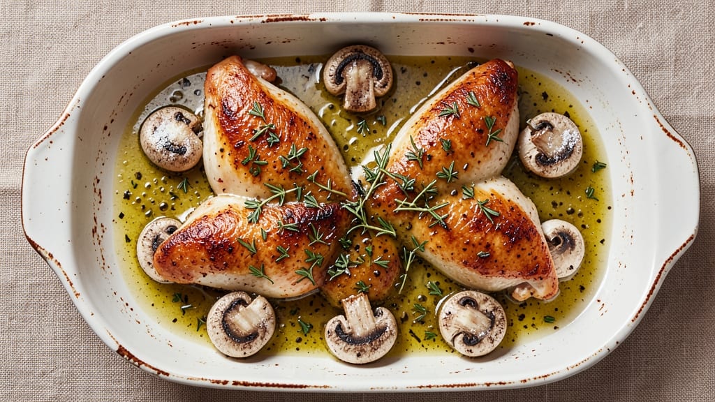 Jamie Oliver's Chicken and Mushroom Tray Bake Recipe: One-Pan Herb-Infused Comfort